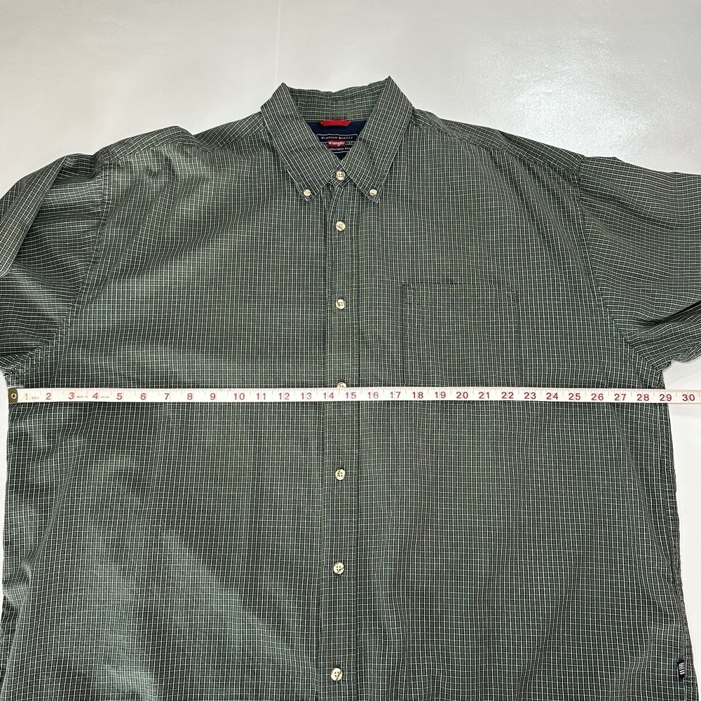 Wrangler Premium Quality Green Plaid Button Down Shirt Men's 2XL 100% Cotton Lon - Picture 4 of 9